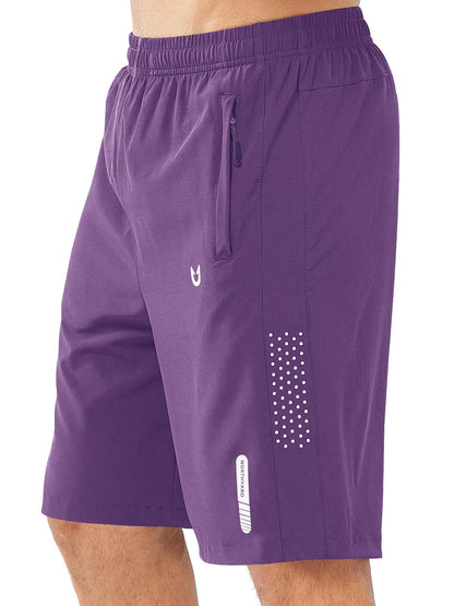 NORTHYARD Men's Athletic Running Shorts Gym Workout 7"/9"/5" Quick Dry Lightweight Sports Basketball Tennis 3 Zipper Pockets PURPLE-9inch M