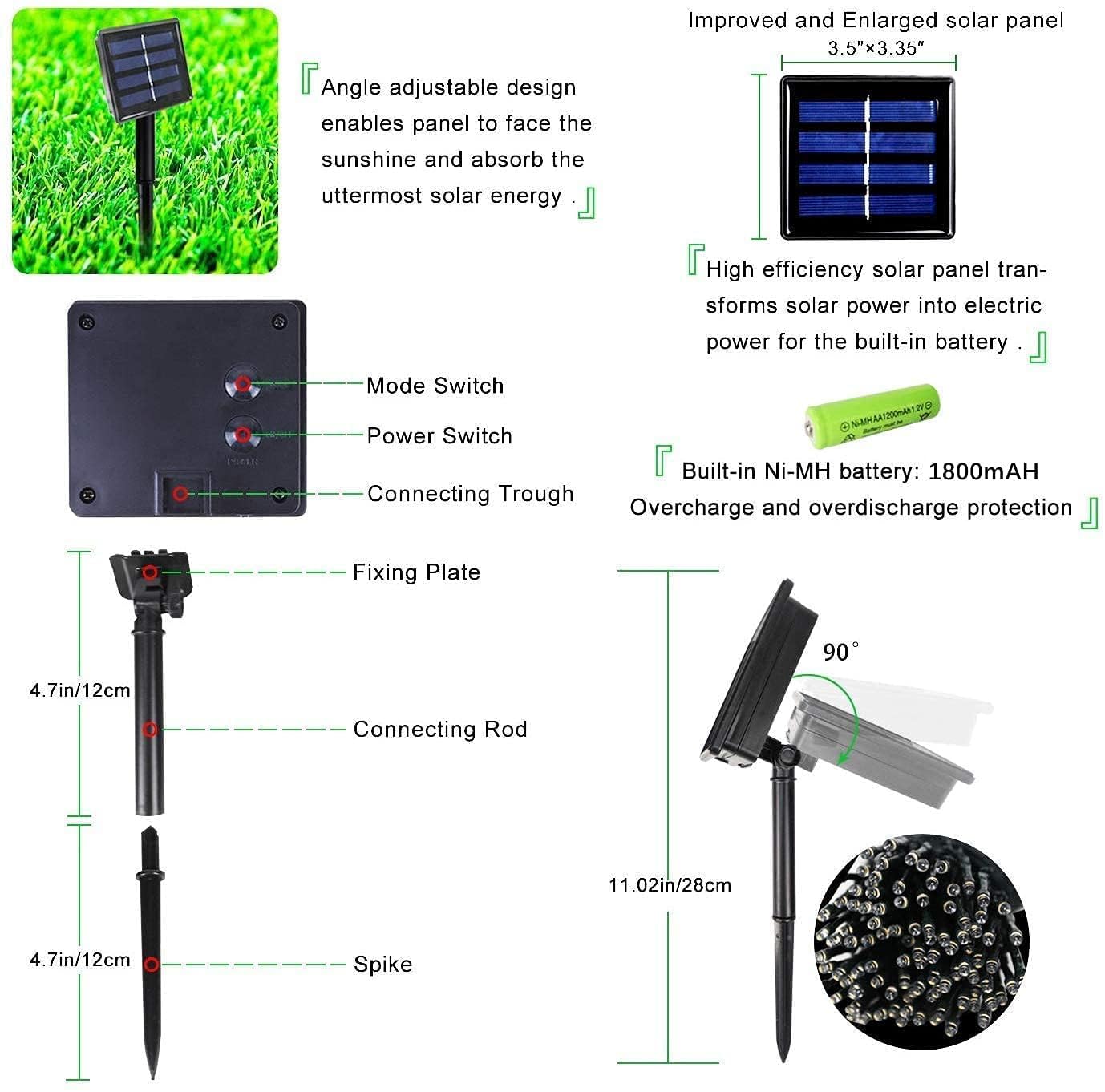 2Pack 240LED Solar String Lights Outdoor Waterproof | Solar Christmas Lights with 8 Modes & Memory, Auto On/Off Solar String Lights for Outside Xmas Tree Garden Yard Patio Wedding Decor (Warm White)