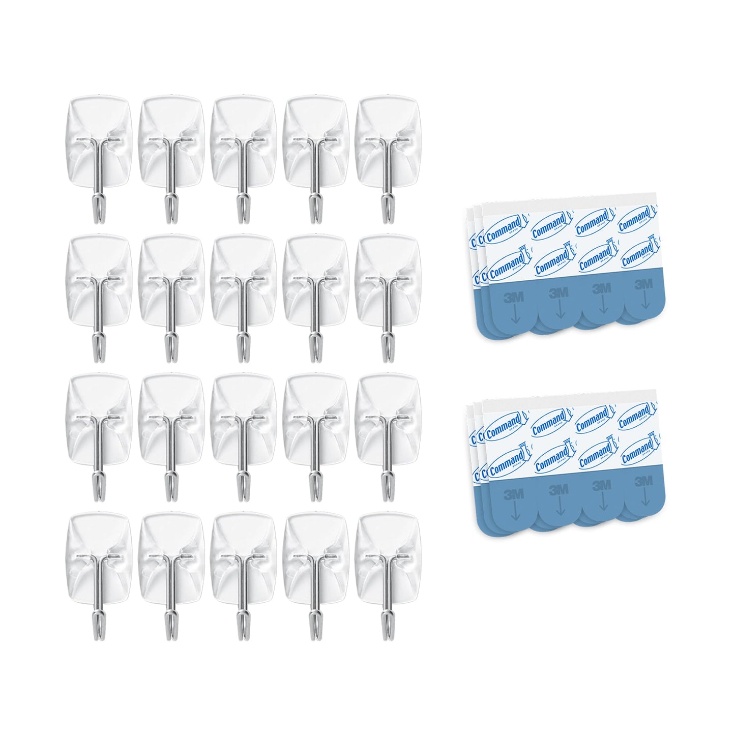 Command Small Clear Wire Toggle Hooks, 20 Wall Hook and 24 Strips, Damage-Free Hanging with Adhesive, Great for Hanging, Organization and Storage, Holds up to 0.5 lb