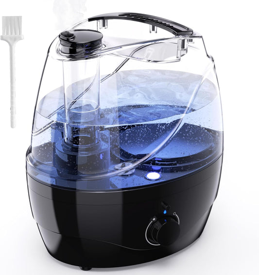 Humidifiers for Bedroom and Large Room, 2.2L Cool Mist Humidifier for Baby, 30 Hours with Whisper-Quiet Operation, Adjustable 360° Rotation Nozzle, Night Light Function, BPA Free