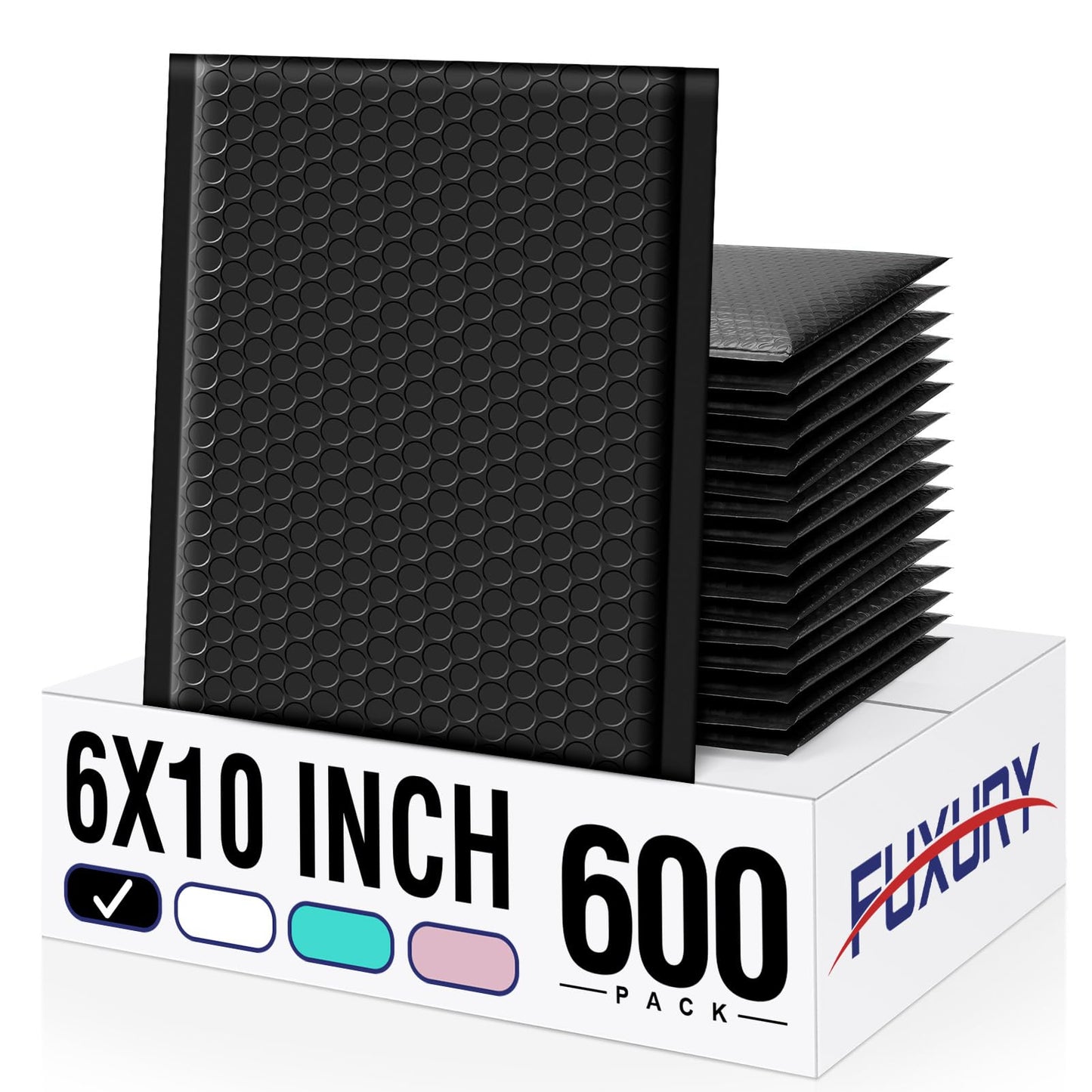 Fuxury Bubble Mailers 6x10“ 600 Pack Black Padded Envelopes Usable Size 6x9" Thick Mailing Envelopes Bubble Padded, Shipping Bags for Mailing,Packaging, Small Business, Boutique, Bulk #0