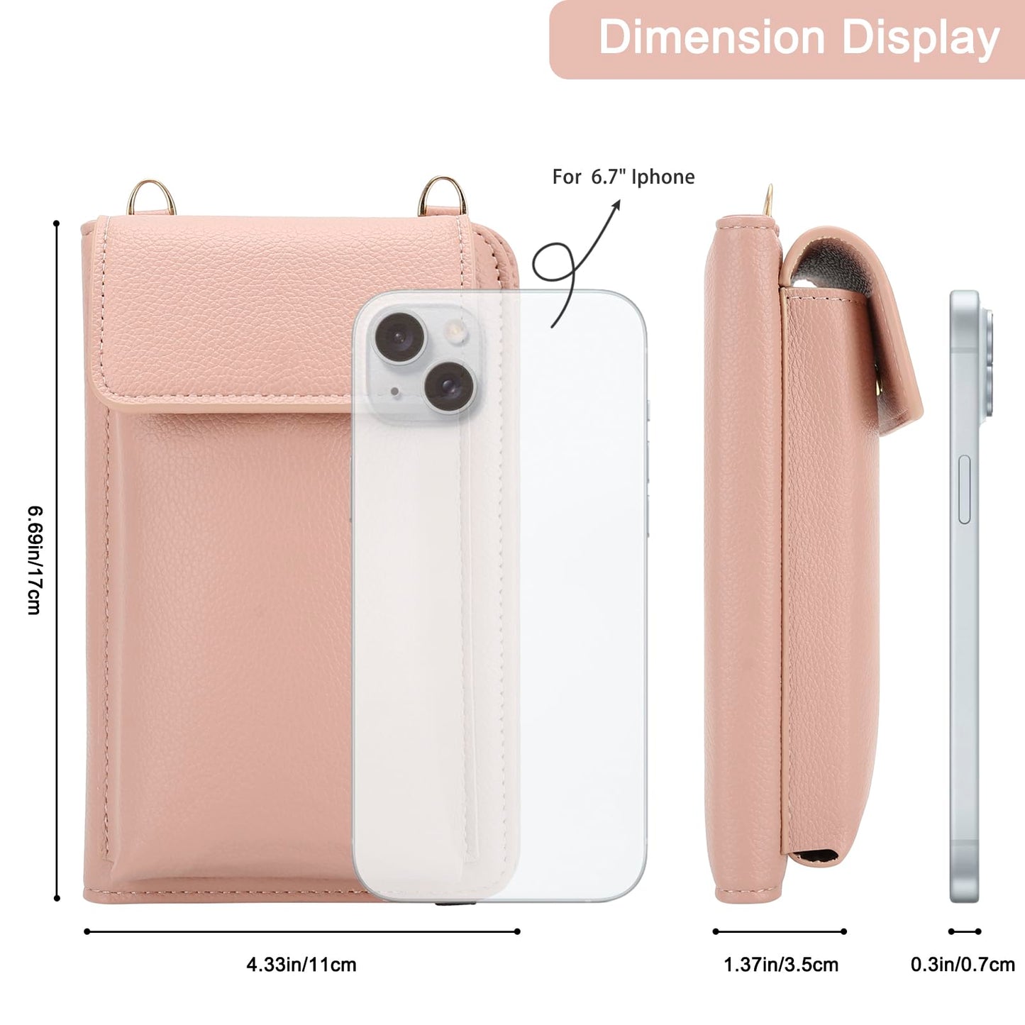 DOB SECHS Leather Passport Wallet Crossbody Phone Bag, RFID Blocking Passport Holder Credit Cards Case for Women, Travel Accessories Organizer Neck Wallet Pouch Bag with Adjustable Strap, Pink