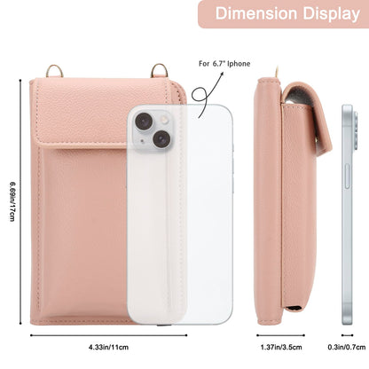 DOB SECHS Leather Passport Wallet Crossbody Phone Bag, RFID Blocking Passport Holder Credit Cards Case for Women, Travel Accessories Organizer Neck Wallet Pouch Bag with Adjustable Strap, Pink
