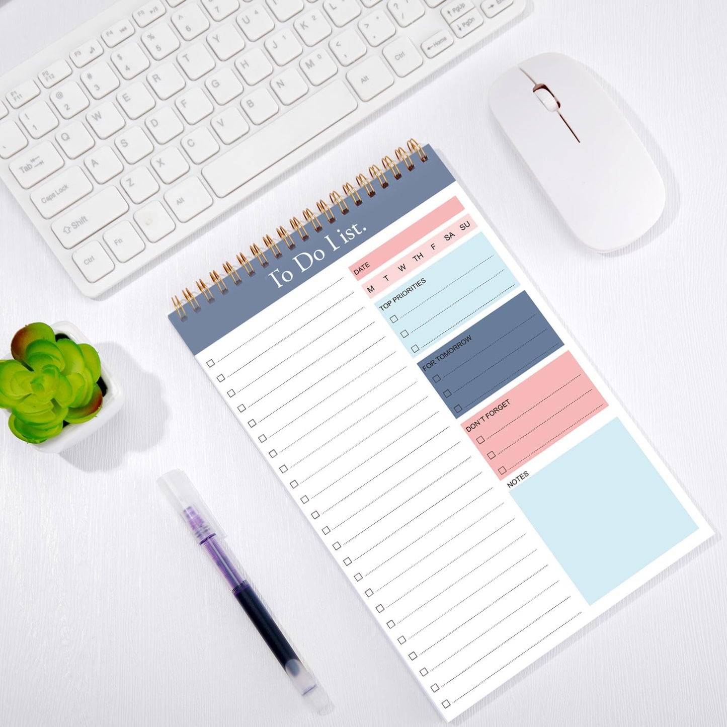 Thenshop 6 Pack To Do List Notepad Daily to Do List Notepad 6.5 x 9.8 Inches Notebook Undated 52 Sheets Paper Planner Daily for Work Planning Pad for School Office Student