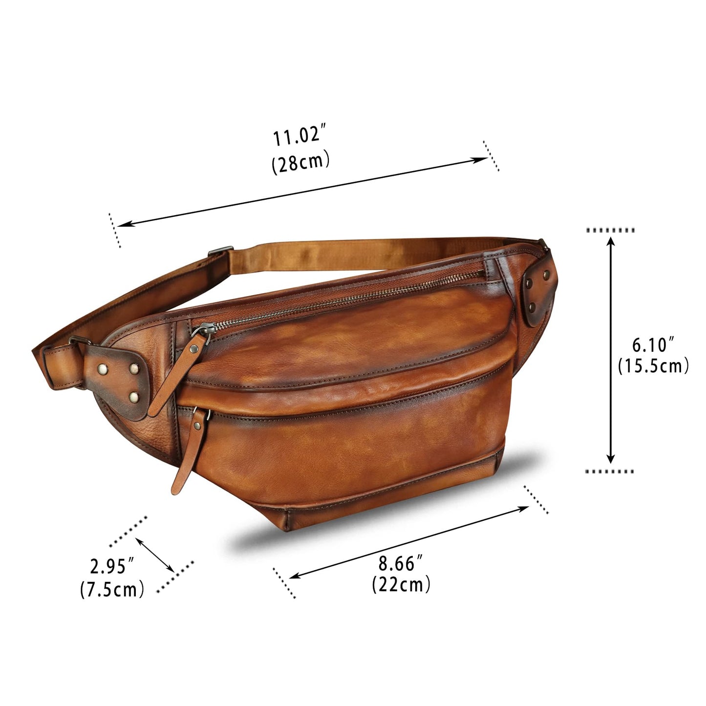 Genuine Leather Fanny Packs for Men and Women Hip Waist Bag Real Leather Fanny Sling Bag Crossbody Chest Purse (Brown)