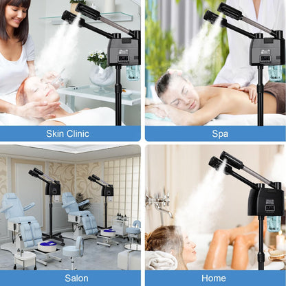 Professional Facial Steamer, 2 in 1 Facial Steamer, Esthetician Steamer with Hot&Cold Nozzle,Digital Face Steamer for Home Beauty Salon Spa