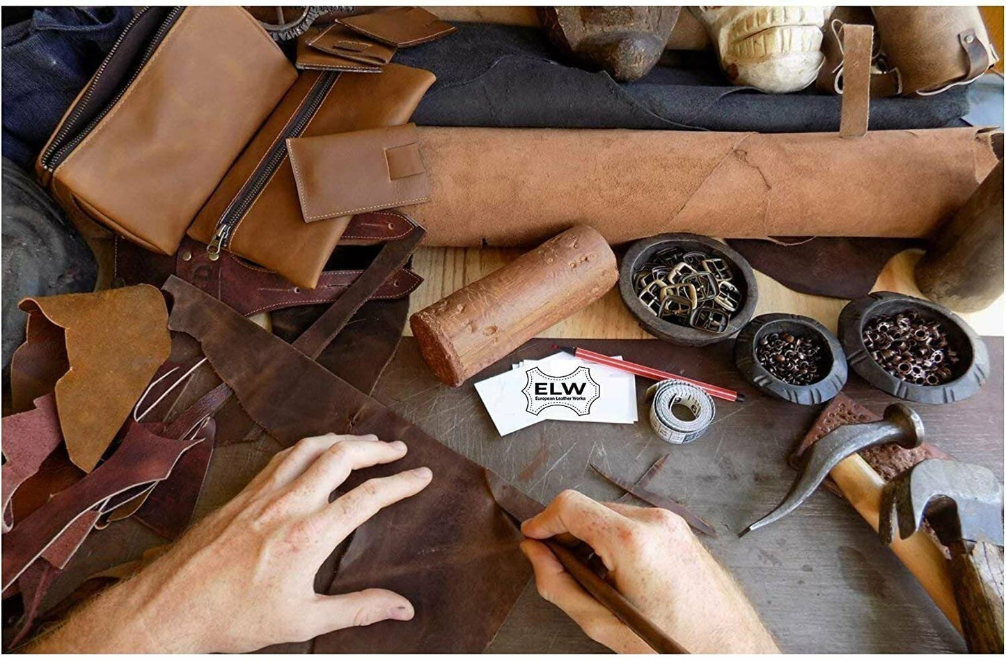 ELW 9-10 oz. (3.6-4 mm) Size: 3”x55” Vegetable Tanned Cowhide Full Grain Import Tooling Leather Belt Blanks, Straps/Strip for DIY & Craft, Harness, Holsters