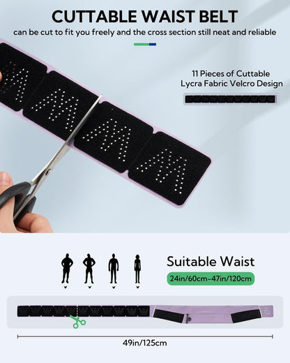 WATERFLY Running Belt Fanny Pack: Slim Waist Bag for Men Women, Workout Fitness Phone Holder for Exercise Marathon Jogging-Purple