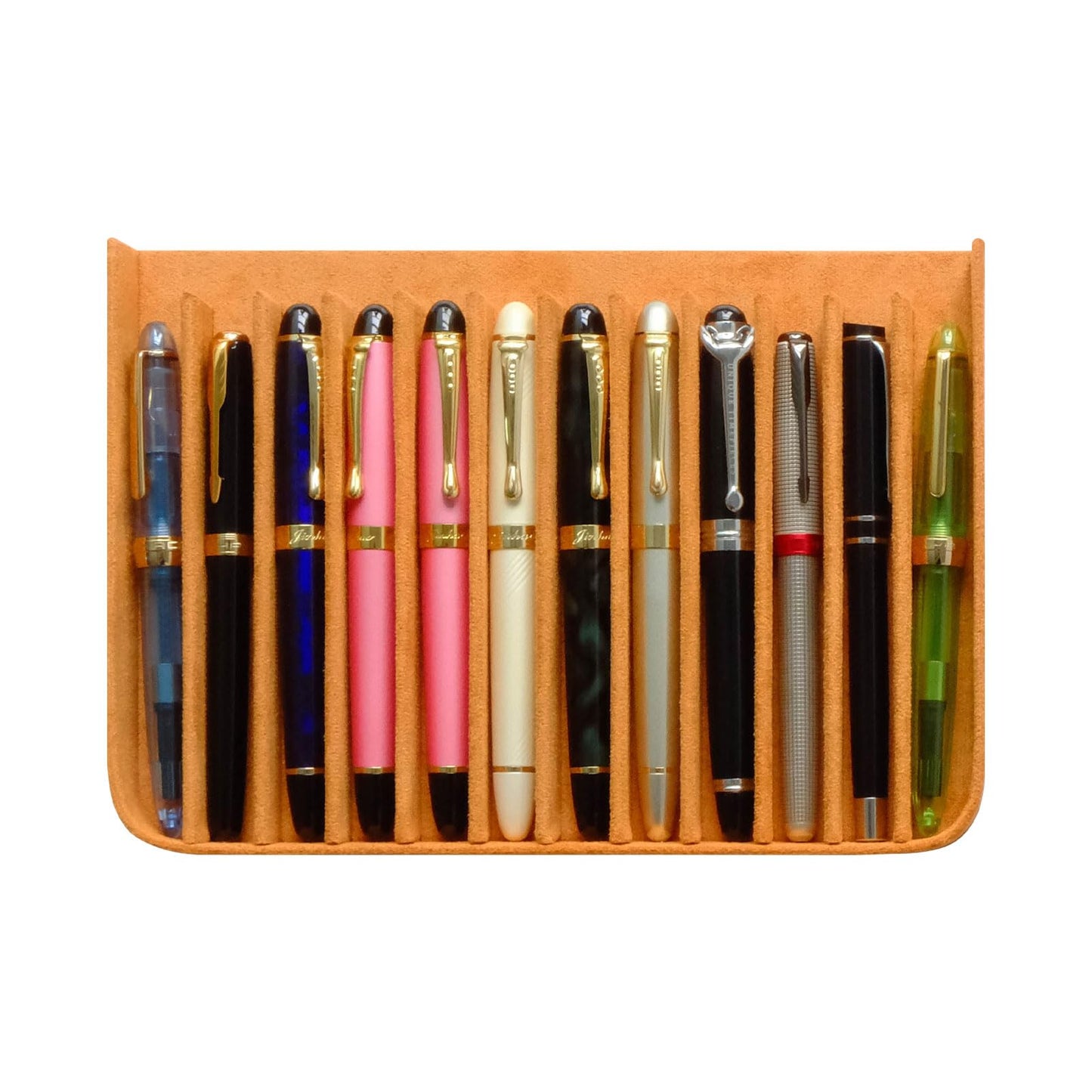MIVLXLX Leather 12 Fountain Pen/Pencil Tray Case Organizer, Fashion Design, Handmade, Magnetic Closure with Drawer, Christmas Gift for Man/Woman/Office, 12 Slots(brown)
