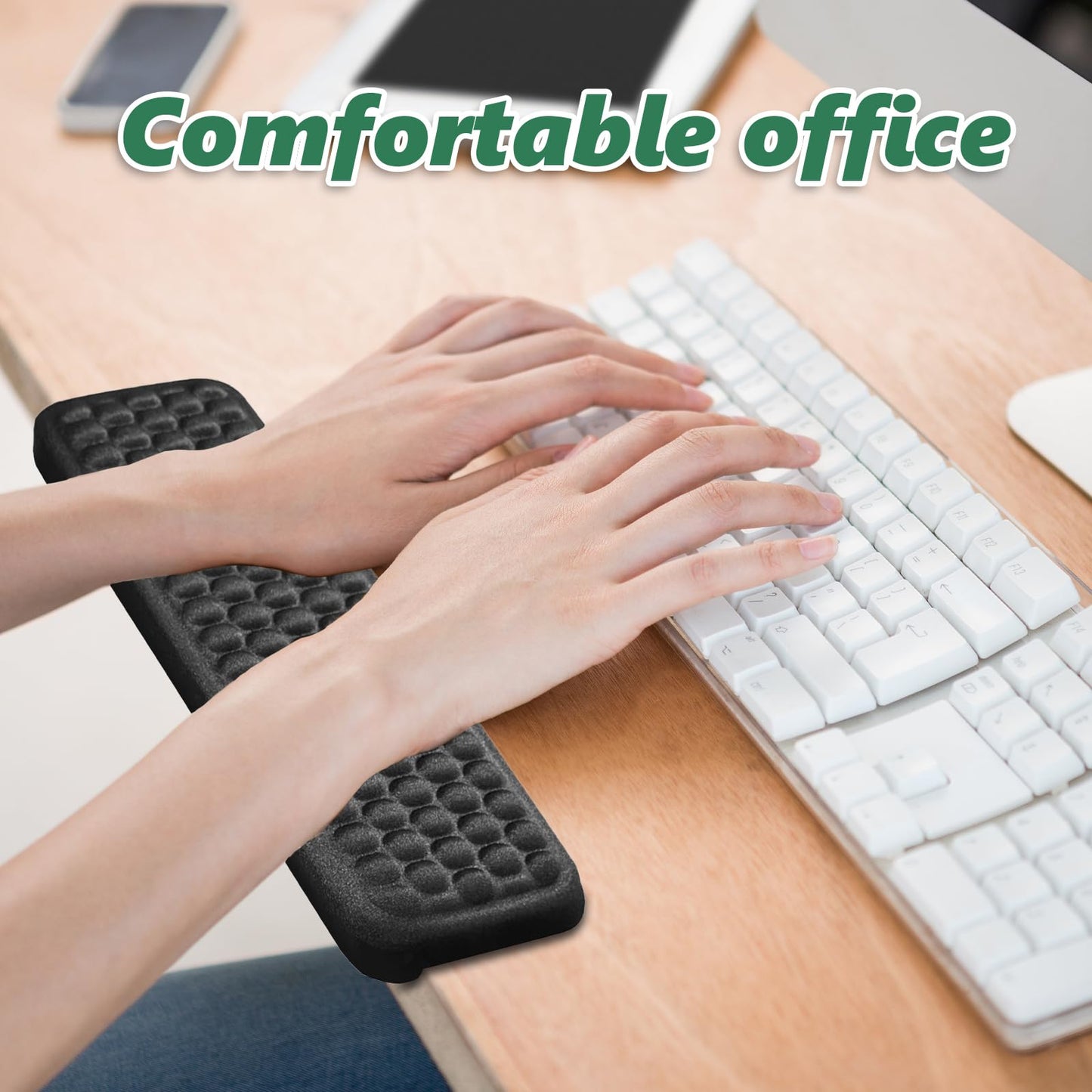 Tiiyee L-Shaped Desk Elbow Pad, Memory Foam Desk Edge Cushion, Ergonomic Elbow Rest, Keyboard Wrist Rest Comfort Support Padding Separate Design for Computer Gaming Home Office Extended Work Typing