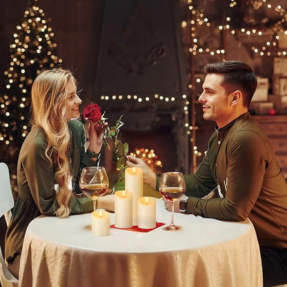 Outdoor Flameless Candles with Remote Timer - Waterproof Realistic Flickering LED Pillar Electric Battery Operated Fake Candle for Holiday Home Wedding Fireplace Decor - Ivory 3 Pack (D3”H4”6”8”)