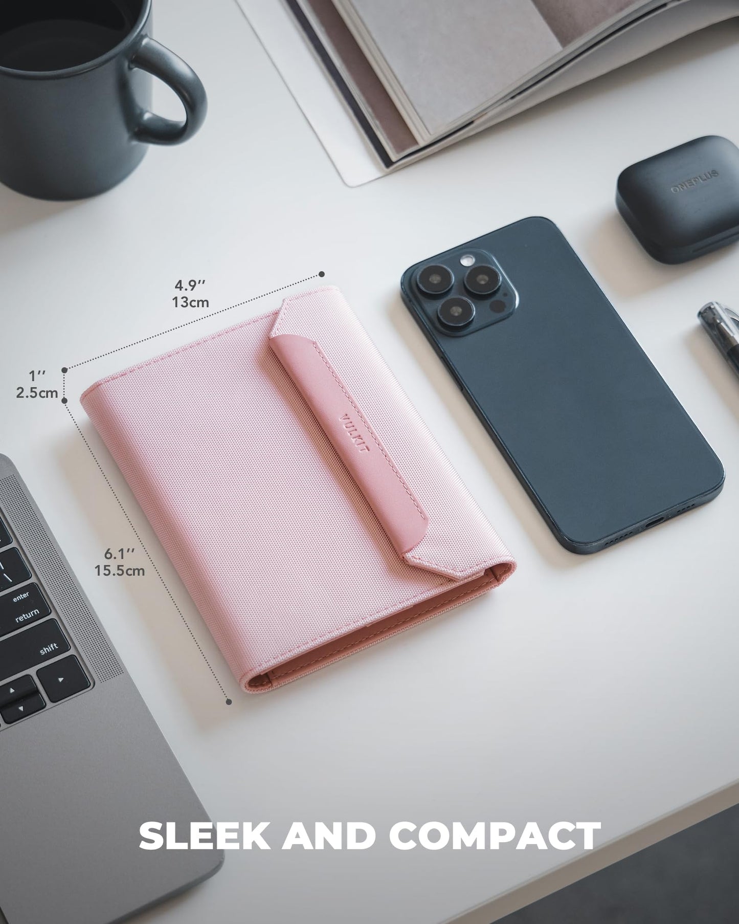 VULKIT RFID Blocking Leather Passport & Card Holder, Dual Person Travel Passport Wallet with Secure Magnetic Closure, Pink