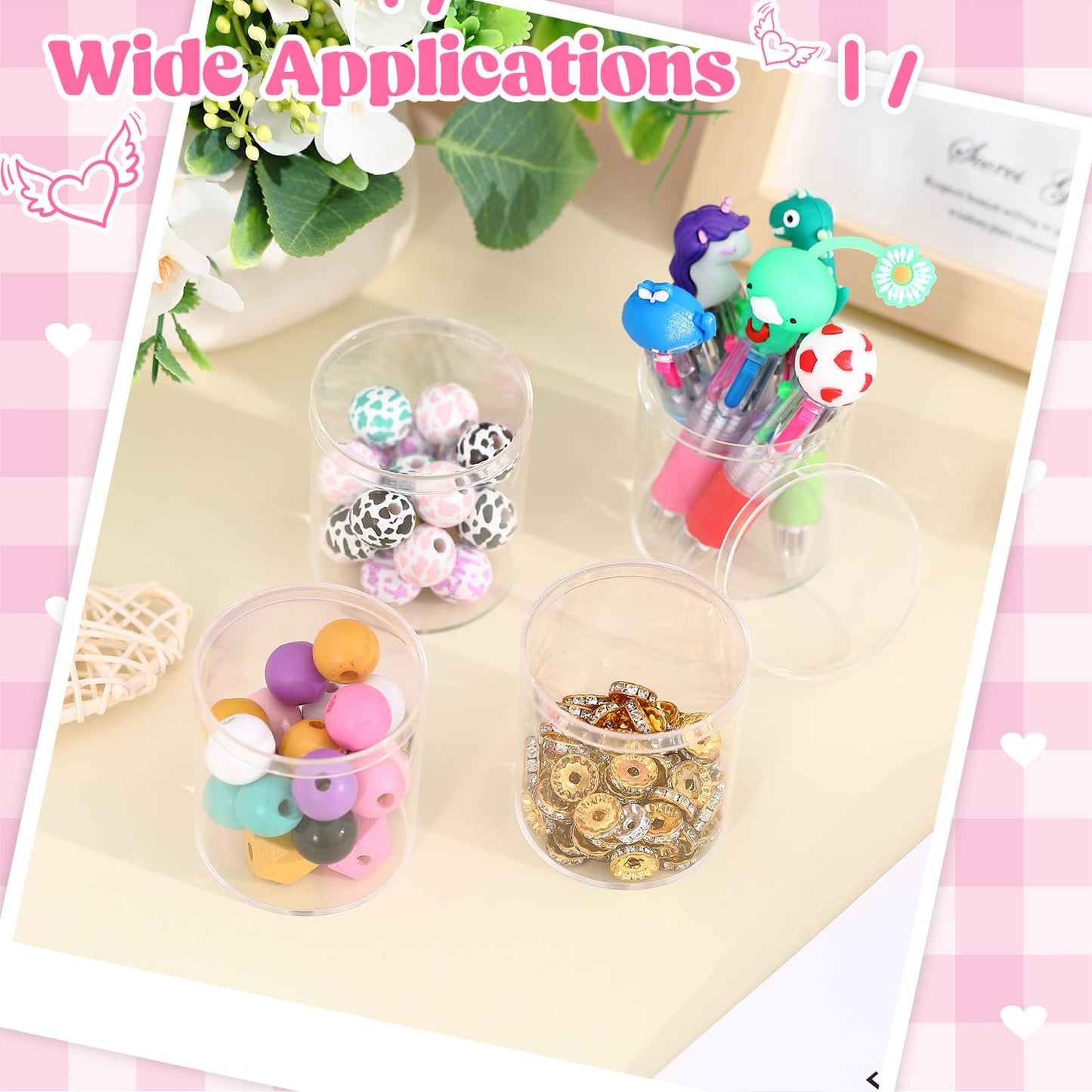 Taiyin 50 Pcs Plastic Acrylic Circle Box with Lid Clear Acrylic Box Small Round Cube Organizer Transparent Storage Boxes Containers for Candy Beads Jewelry Gift Wedding Graduation Favor (2 x 2.36'')