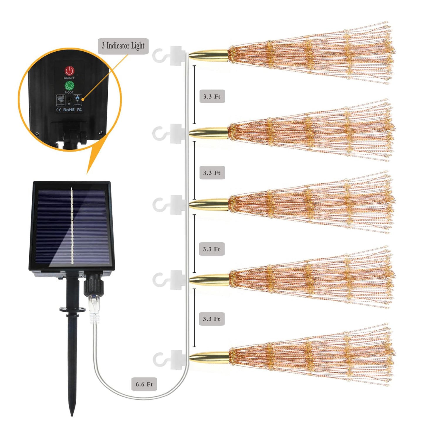 SHUKAN 5 Pcs 1000LED Solar Starburst Sphere Lights,Firework Light Remote Control Timer 8 Modes Dimmable Waterproof Hanging Fairy Light, Sparkly Lights for Patio Garden Tent Outdoor(Warm White)