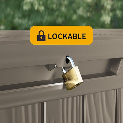 200 Gallon Outdoor Storage Box Waterproof Lockable Resin Deck Box Large, Patio Storage Bin for Pool Accessories Cushion Furniture, Garden Tools, UV-Resistant Outside Delivery Grey