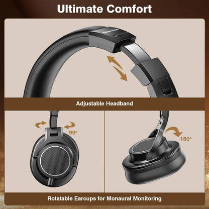 New Bee Wired Over Ear Headphones, Studio Headphones with 50mm Drivers and 6.35mm & 3.5mm Jack DJ Headphones for Studio Monitor & Mixing DJ Guitar AMP Podcast Piano Keyboard