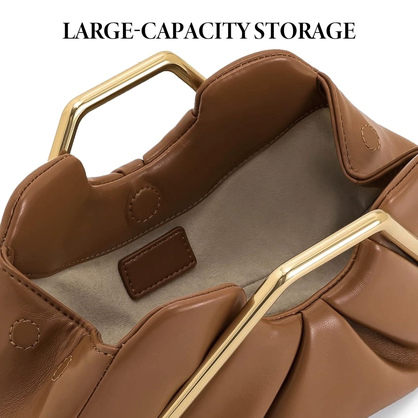 ROVLET 2026 New Brown leather Clutch for Women - Elegant Ruched Evening Handbags,Ruched Clutch Purse for Wedding Guests, Formal Events,Parties & Prom - Chic Ladies Purse (Bolsos para Mujer)