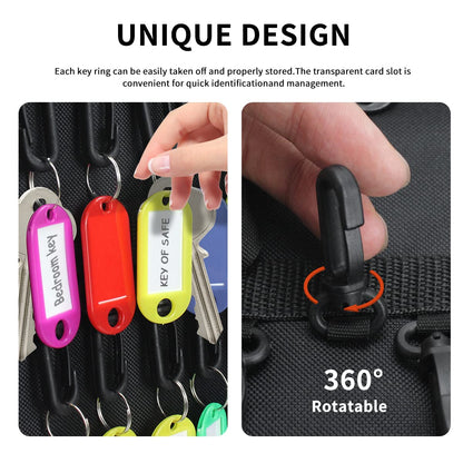 Sdstone Portable Zippered Key Organizer,Fireproof and Waterproof Key Case with 24 Key Hooks,Portable Manager & Landlord Zipper Key Binder for Real Estate Sales,Hotel Executives, Car Service(Brown)