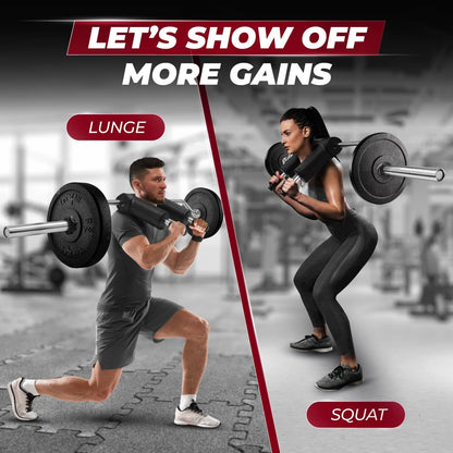 Yes4All Anti-Slip Squat Bar Attachment 1000LB, Squat Olympic Bar & Bar Pad with Comfortable Neck and Shoulder Pads, Extra Handle for Free Weights Strength Training, and Body Building, Alloy Steel