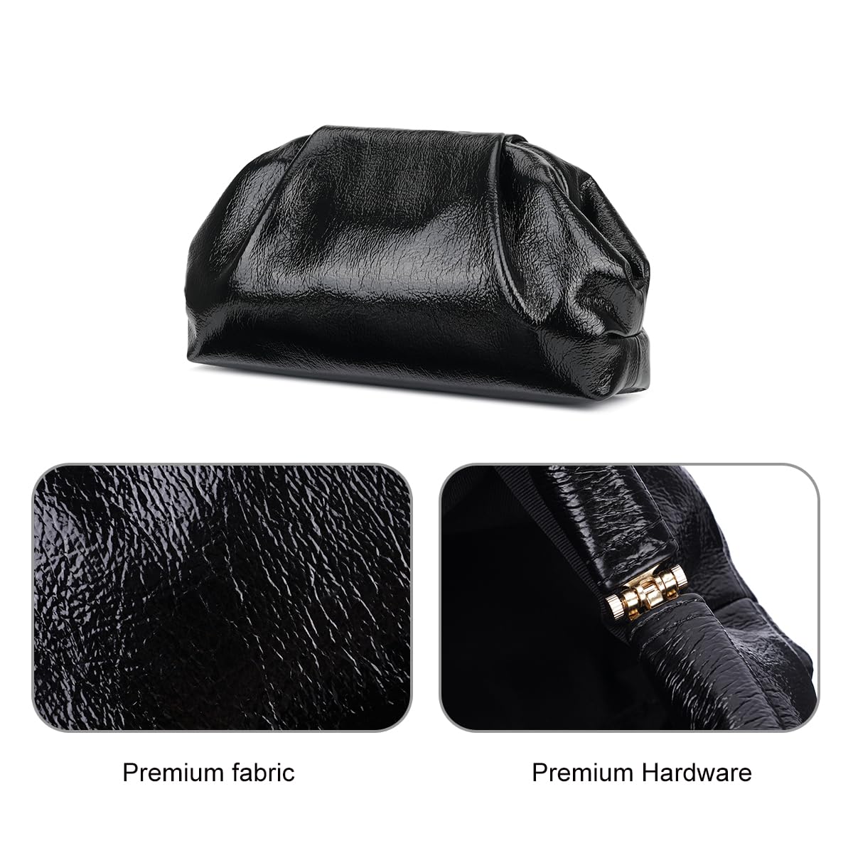 MXCMXC Elegant Evening Purse Cloud Pouch Bag for Women, Metallic Leather Ruched Clutch Dumpling Handbag for Wedding Party (Silver)