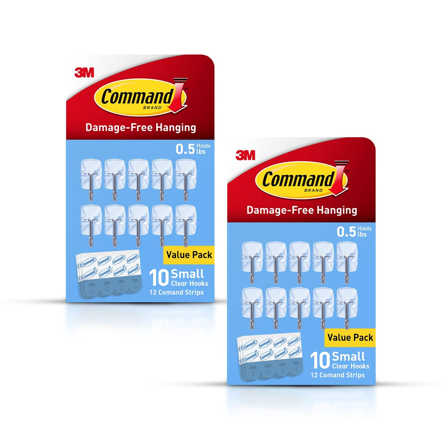 Command Small Clear Wire Toggle Hooks, 20 Wall Hook and 24 Strips, Damage-Free Hanging with Adhesive, Great for Hanging, Organization and Storage, Holds up to 0.5 lb