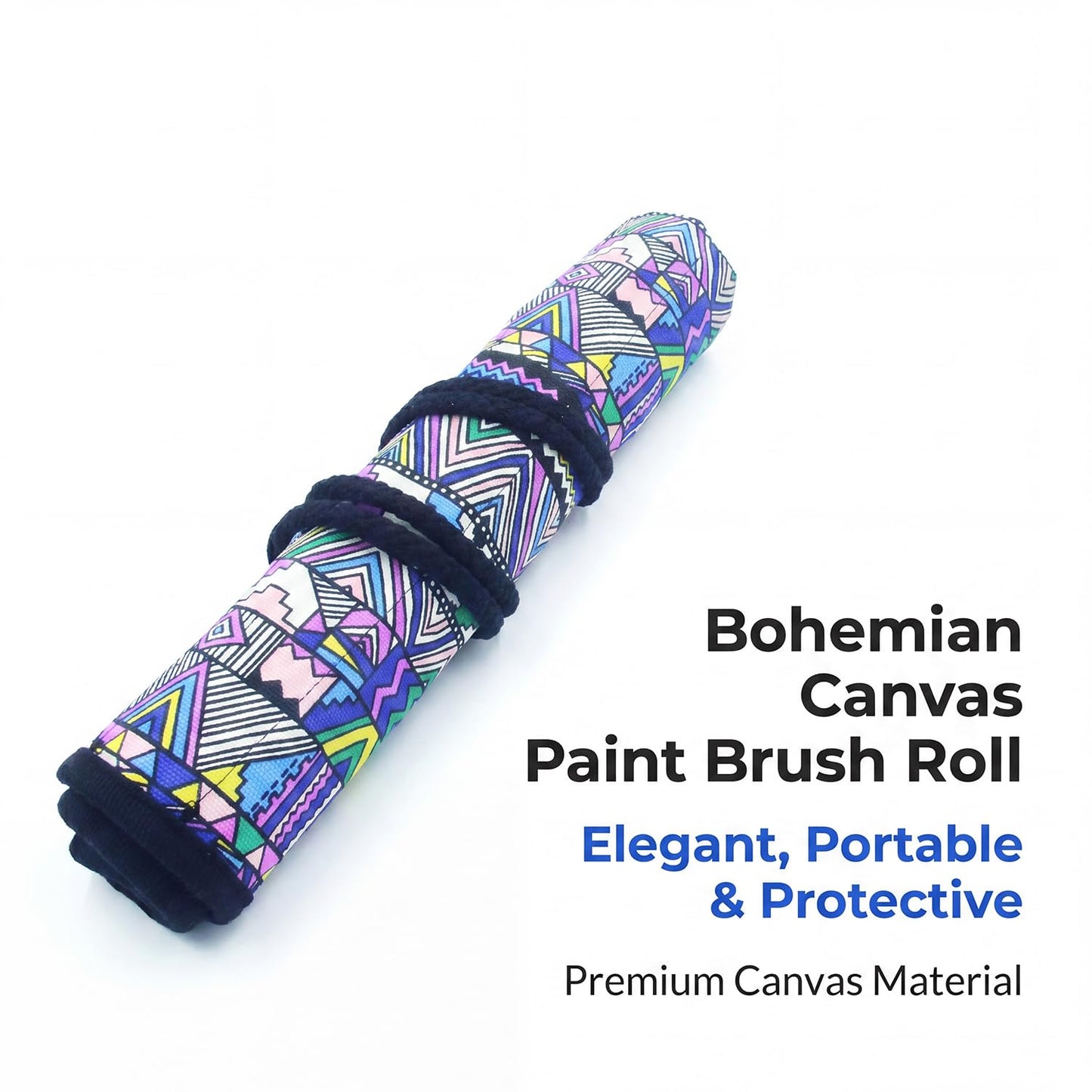 BTFLKNS 2 Pack Art Paint Brush Holder, Deluxe Bohemian Style Storage Organizer Roll-Up Case Bag with 20 Slot Pockets, Protects Artist Acrylic Oil Watercolor Paintbrushes(Bohemian)