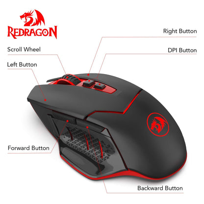 Redragon M690 PRO Wireless Gaming Mouse, 8000 DPI Wired/Wireless Gamer Mouse w/Rapid Fire Key, 8 Macro Buttons, Ergonomic Design for PC/Mac/Laptop, White