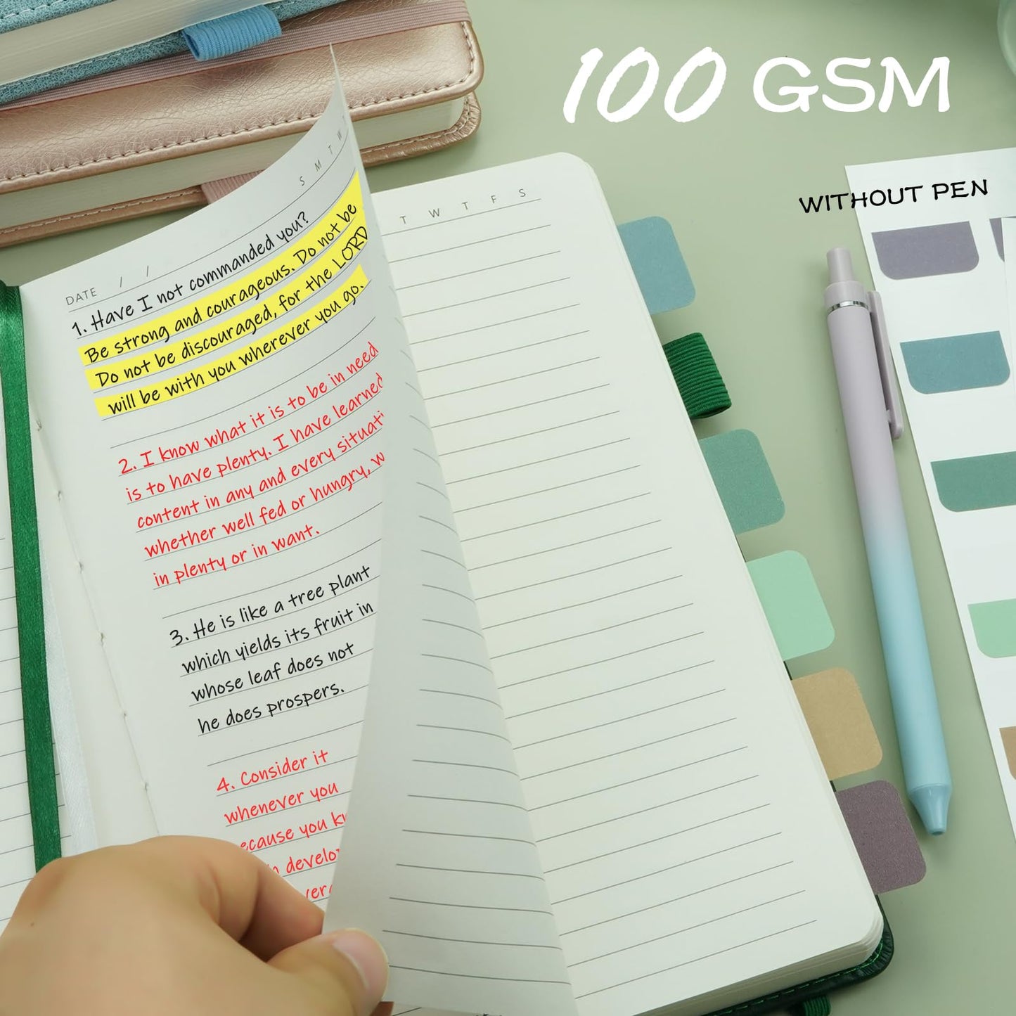 Hoci Poci Lined Journal Notebook, 400 Pages Thick Journal for Writing, A5 Hardcover Leather Notebook with 100Gsm College Ruled Paper for Women Men Work Note taking, 5.8" x 8.4", Green
