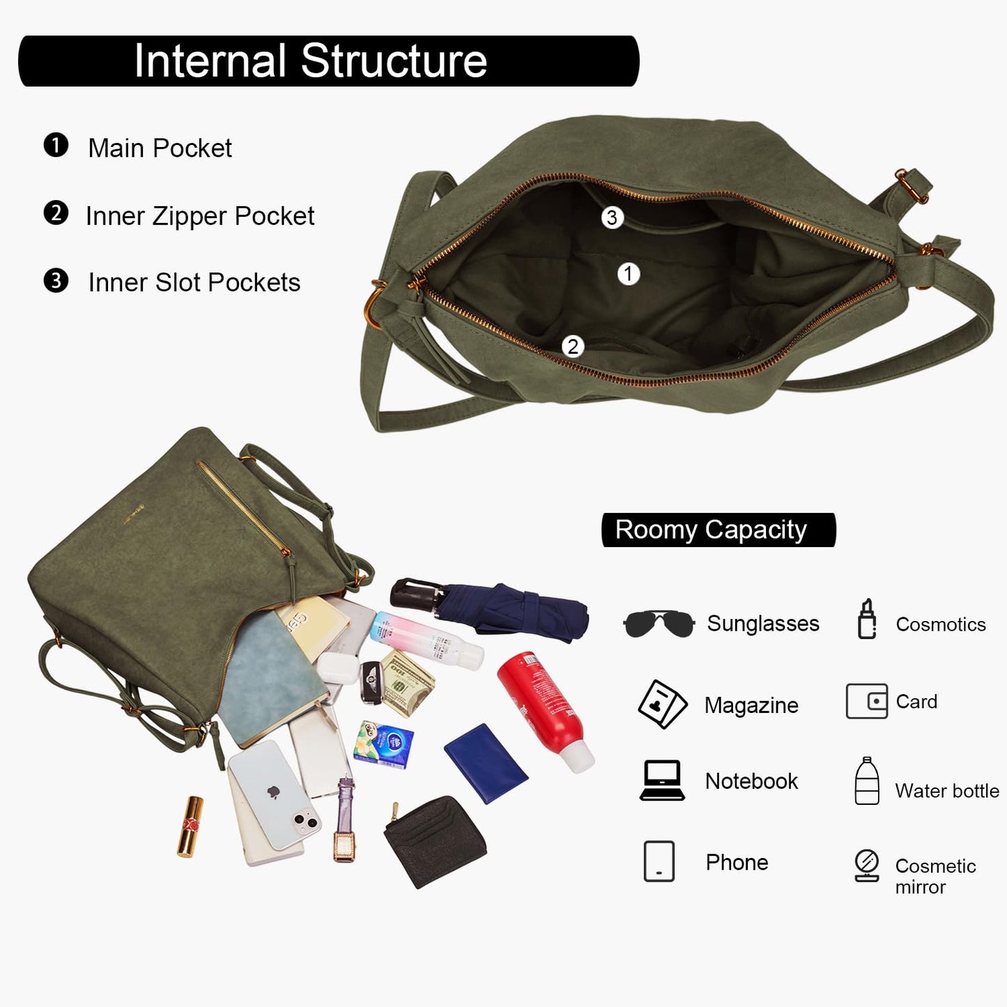 Women Hobo Bag Faux Leather Tote Handbags Clutch Purses Fashion Crossbody Bag Shoulder Bags