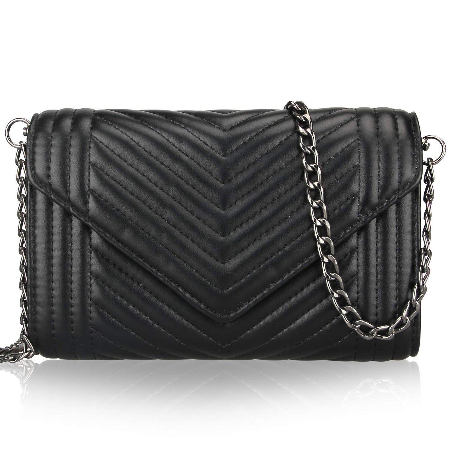 Small Leather Crossbody Bag for Women Clutch Purse Womens Handbag Ladies Black Cross Body Purses Designer Shoulder Bag with Chain Strap Mini Quilted Crossbody Phone Bags