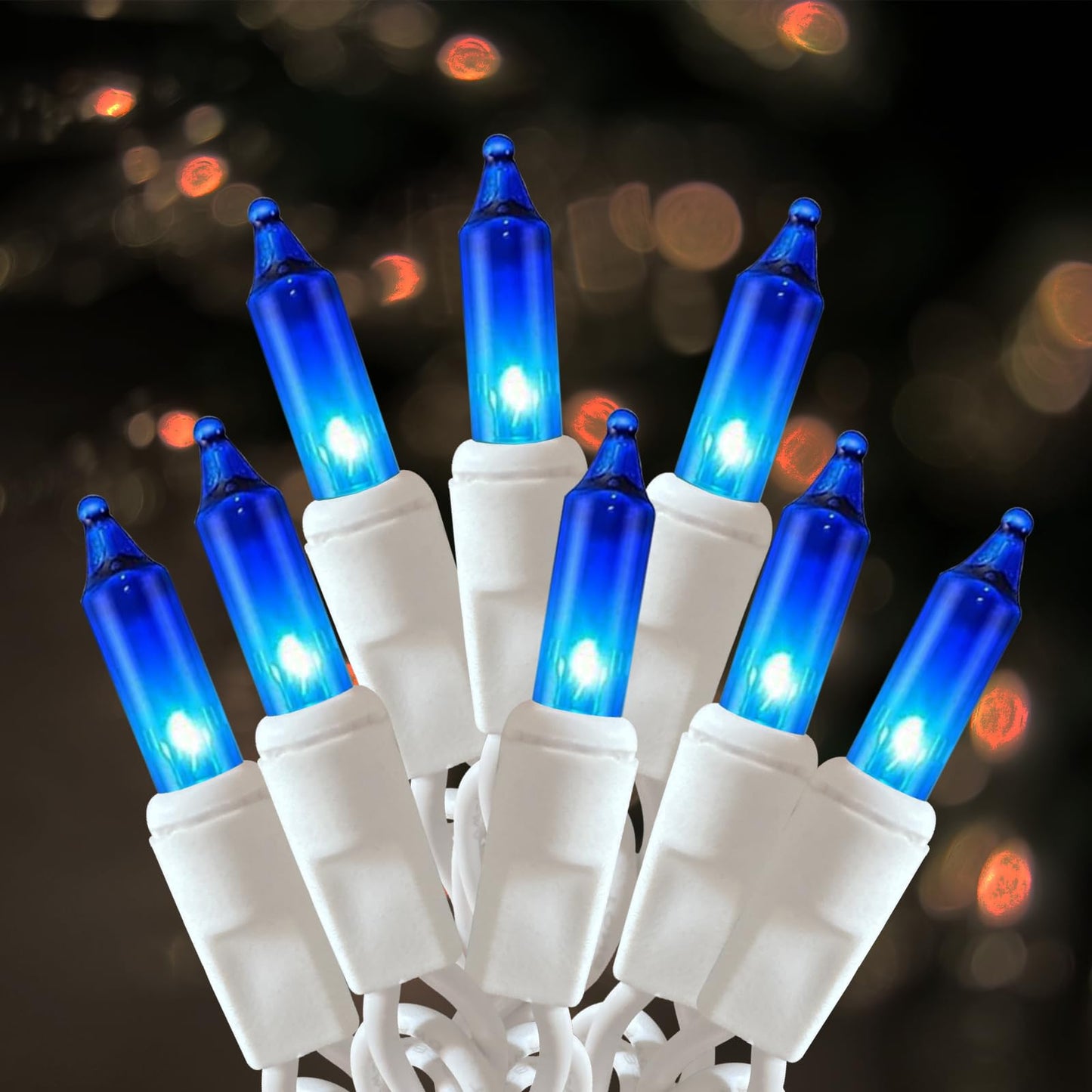 HISHINY Christmas Lights 100 Count Blue Christmas Tree String Lights with White Wire for Outdoor Indoor Christmas Decorations Wedding Decorations Valentines Day Decor,UL Certified (21feet)