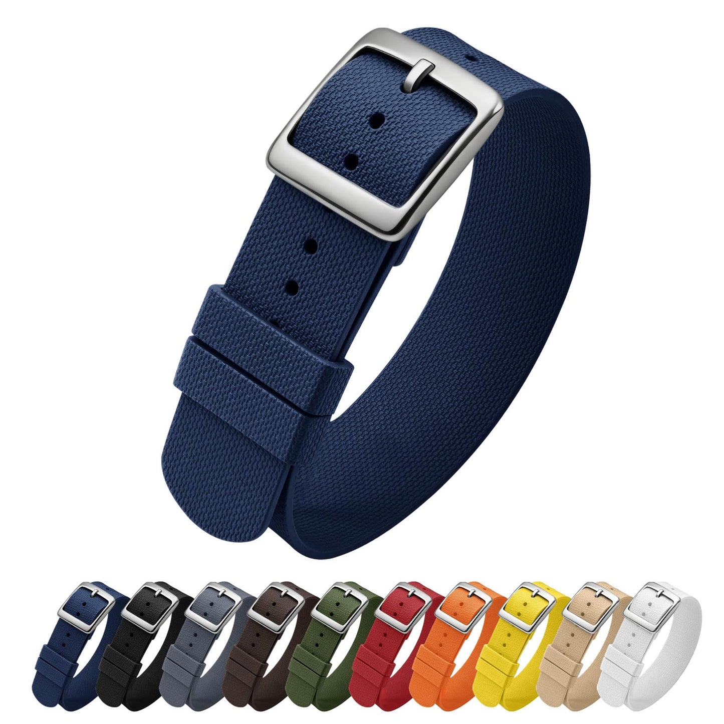 ULLCHRO Watch Strap FKM Rubber Watch Strap 20mm Waterproof Silicone Replacement Band 22mm, Soft Rubber for Man Watch Band (20mm, Navy Blue)
