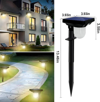 Solar Landscape Spotlight, 4 Pack IP65 Waterproof Outdoor Garden Solar Powered Pathway Light Motion Sensor Path Lighting for Yard, Patio, Pathway