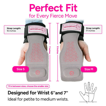 SPORPHERE Premium Crossfit Grips for Women – Anti-Slip Lifting Grips & Wrist Straps for Weightlifting, Workout, Deadlift, Pull-Ups, Barbell, Easy-to-Clean, Odor Free, Size Medium