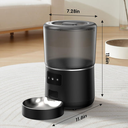 UPOTGP Automatic Cat Feeder, Cat Food Dispenser 4L, 2.4G WiFi Cat Feeder Automatic 1-10 Meals, 1-9 Portions/Meal Timed Cat Feeder, Automatic Pet Feeder for Cats Dog with Stainless Steel Feeding Bowl