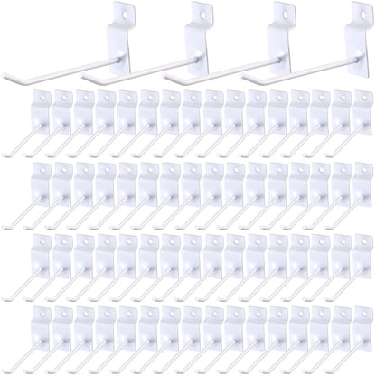 Moxweyeni 100 Pack Slatwall Hooks Slatwall Accessories Slat Wall Hanging Pegboard Hangers Slat Board Display Hooks for Retail Garage Organization Gridwall, White(4 Inch)