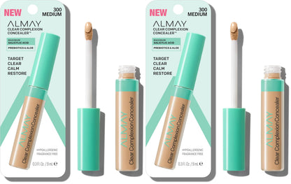 Almay Clear Complexion Acne & Blemish Spot Treatment Concealer Makeup with Salicylic Acid- for Sensitive Skin, 200 Light/Medium, 0.3 fl oz.