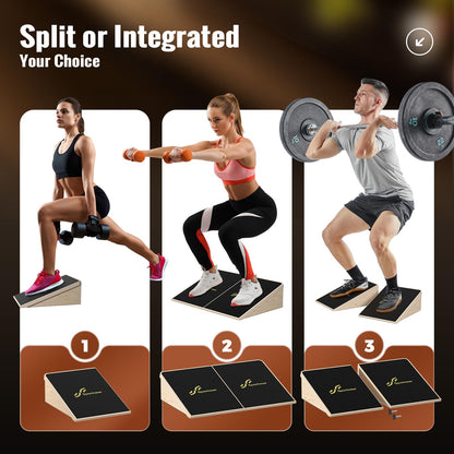 Sportneer Squat Wedge - Squat Wedge Block 1200 LBS - 15°/ 20° Slant Board for Squats Wooden Heel Elevated Board for Squats Weightliting Home Gym Squat Wedge Non-Slip (Black, 20°)