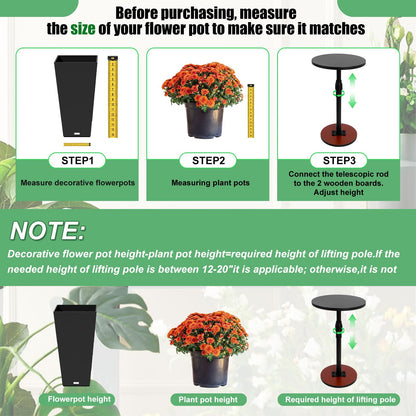 Adjustable Plant Risers For Inside Pots, 2 Set 13-21" Plant Risers for Pots Outdoor, Plants Lifters for Inside Pot, Adjustable Planter Insert Riser Stand for Tall, Square, Round, Tapered Planters