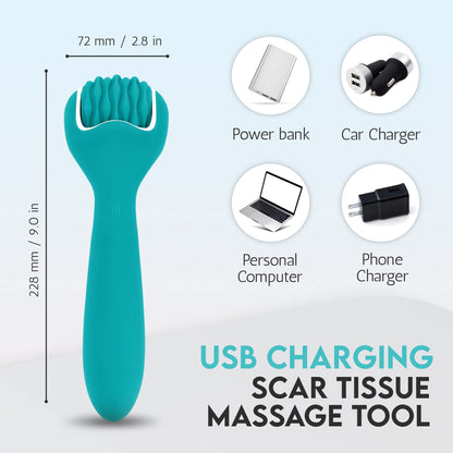scarroller Scar Tissue Massager for Post-Surgery Recovery, Silicone Ice Massage for Post-Surgery Incision Swelling and Soreness, Joint Roller for Improved Range of Motion and Flexibility. Teal