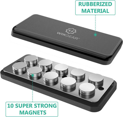 WixGear Magnetic Phone Car Mount, Universal Stick On Rectangle Flat Dashboard Magnetic Car Mount Holder, for Cell Phones and Mini Tablets -Extra Strong with 10 Magnets!