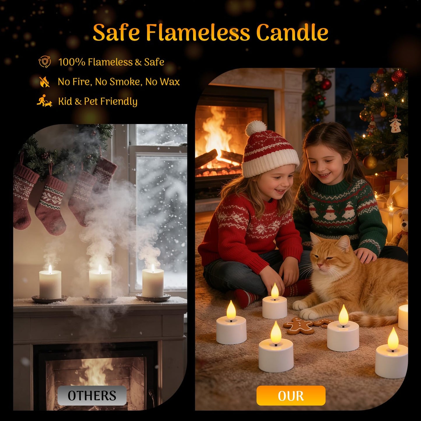 Lacasa Rechargeable LED Tea Lights, 12 Pack Flameless Candles with Remote Control Timer & Charging Base, Battery Operated Flickering Votive Candles for Wedding, Halloween, Christmas, Home Decor