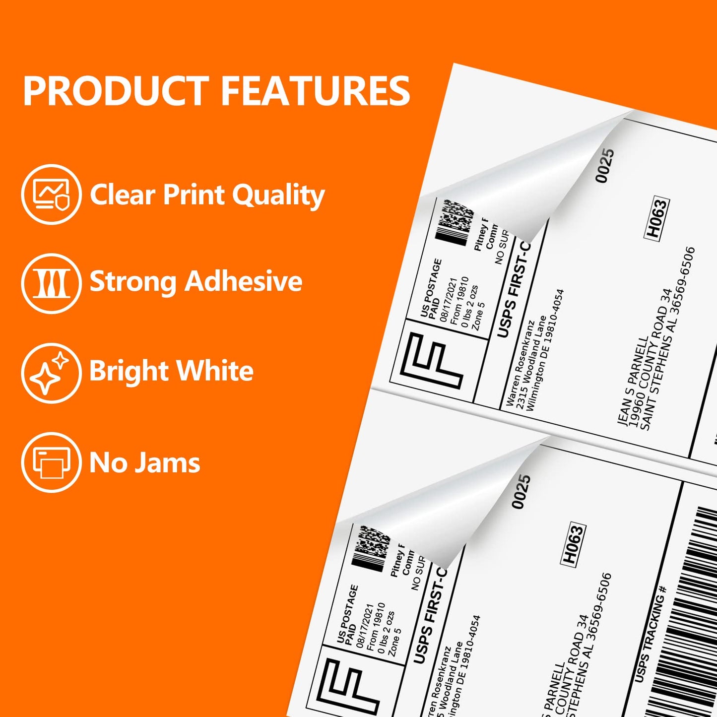 SJPACK 1000 Half Sheet Self Adhesive Shipping Labels, 8.5" x 5.5" Address Labels for Laser & Inkjet Printers(1000 labels-500 Sheet)