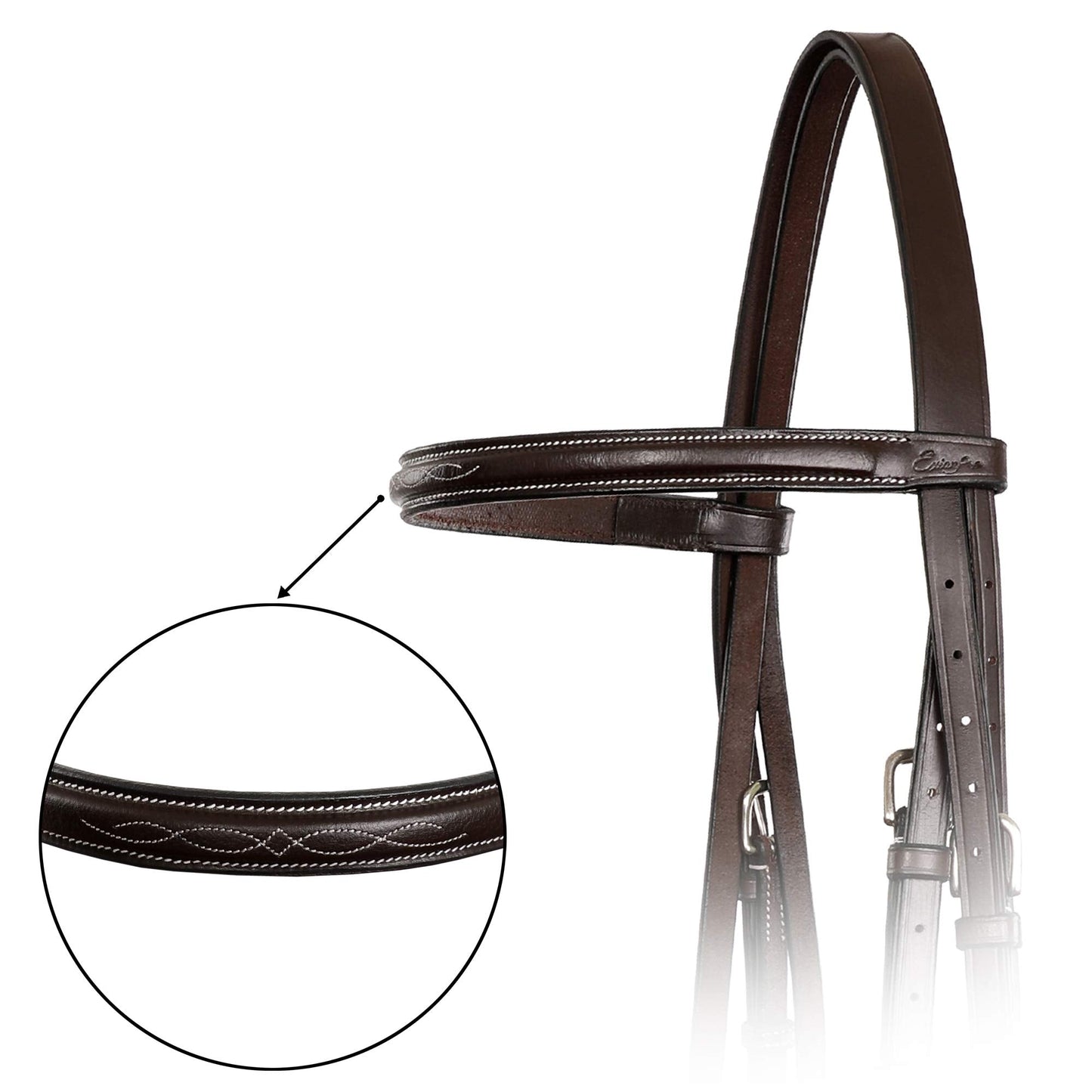 ExionPro Exion English Snaffle Bridle for Horses with Laced Reins - Fancy Stitched Leather Hunter Jumper Bridle- Premium Vegetable Tanned Equine Tack with Stainless Steel Hardware