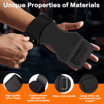 Weight Lifting Wrist Strap, Double-Layer Leather Wrist Straps for Gym Strength Training Weightlifting,Deadlift and Powerlifting, Enhance Grip Strength Neoprene Padding Gym Workout Lifting Straps Pair Black