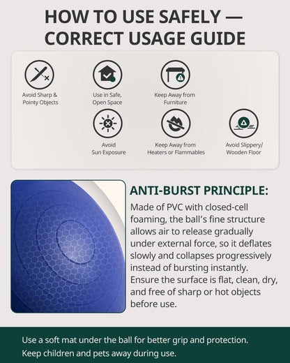 Trideer Extra Thick Yoga Ball Exercise Ball, 5 Sizes Gym Ball, Heavy Duty Ball Chair for Balance, Stability, Pregnancy, Quick Pump Included