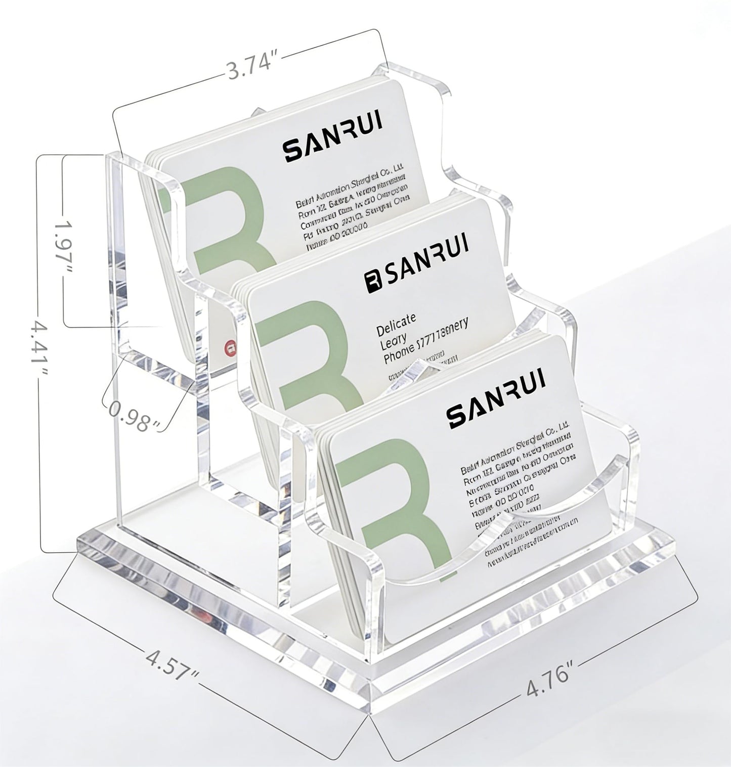YUXUN Business Card Holder Display for Desk, Clear Acrylic Cards Organizer 3 Tier 3 Slots, Business Card Stand for Men and Women 1 Pack (3 slots) 3slots