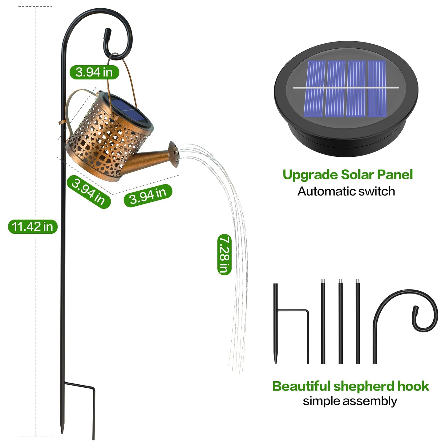 BETOLEAN Solar Lights Outdoor Decorative, 2 Pack Metal Watering Can Lights Outdoor Waterproof, Small Patio Light Yard Lawn Pathway Decor, Gardening Gifts for Women Mom Grandma