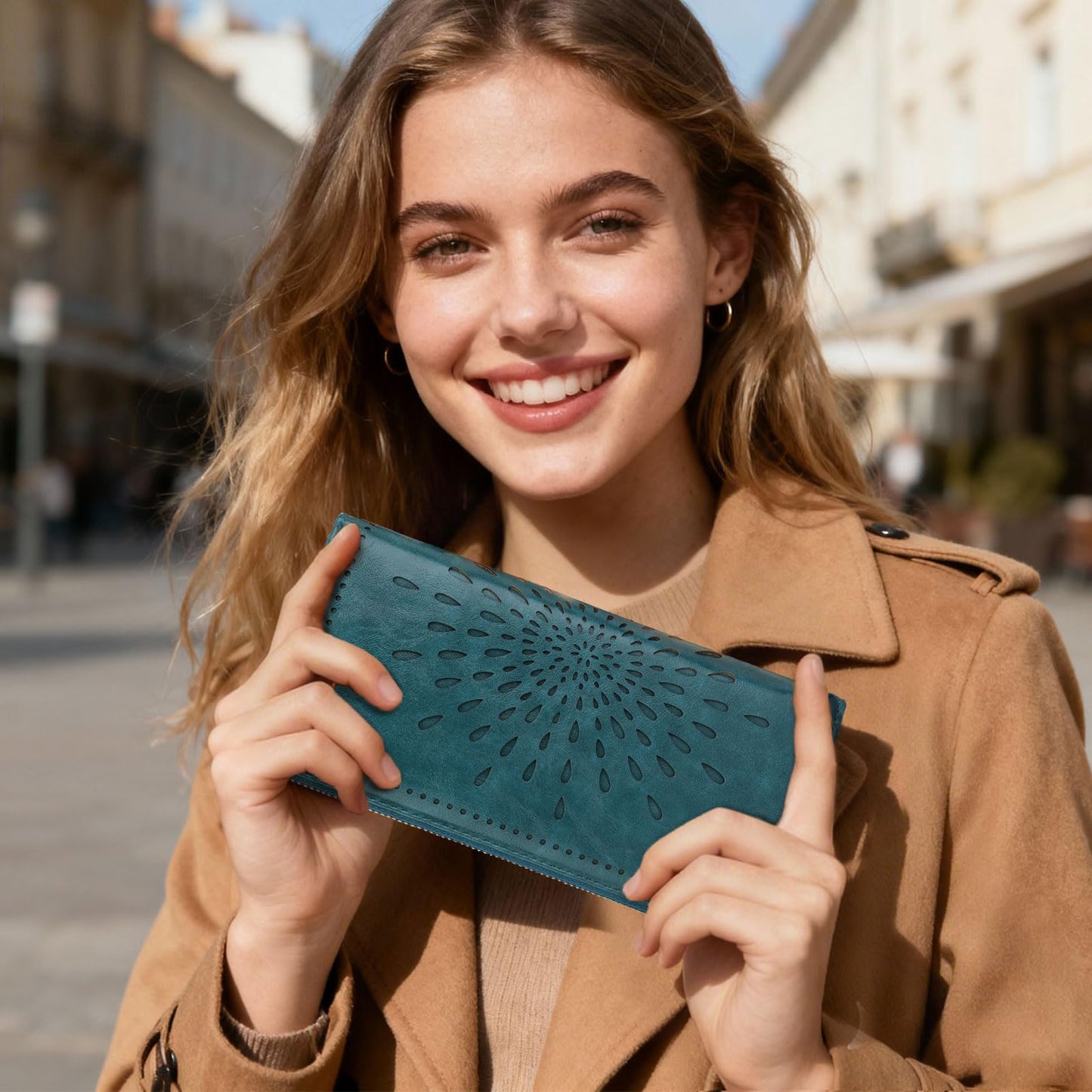 APHISON Wallet Women Large Capacity Clutch Purse For Ladies Card Holder RFID Wristlet Phone Zipper Coin Travel Pocket