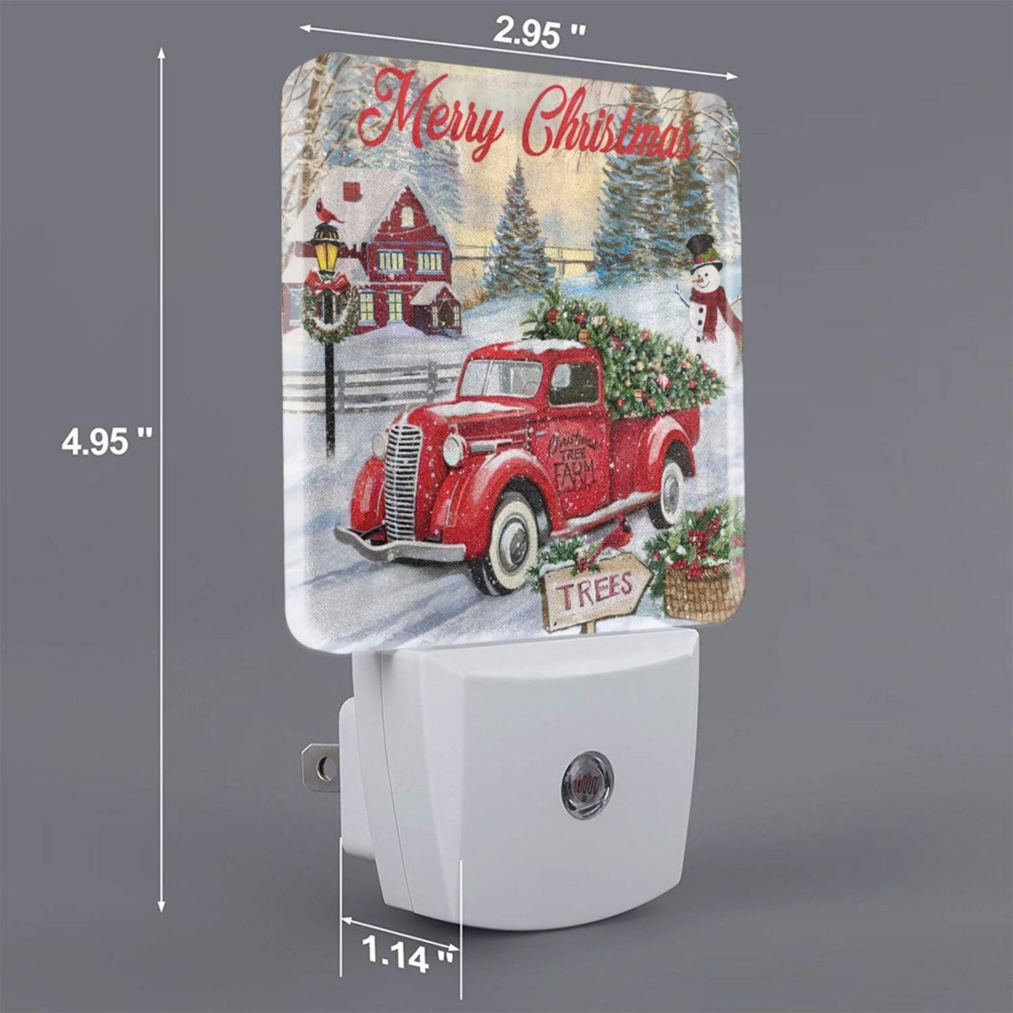 Twkzynj Custom Plug in Night Lights, Personalized Your Own Photo on LED Lamps, Auto Sensor Warm Sweet Nightlights for Bathroom/Toilet/Bedroom/Nursery, Christmas Red Truck